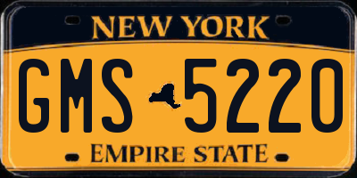 NY license plate GMS5220