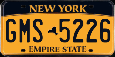 NY license plate GMS5226