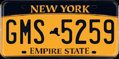 NY license plate GMS5259
