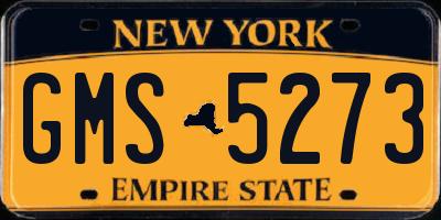 NY license plate GMS5273