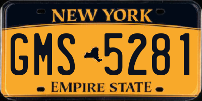 NY license plate GMS5281