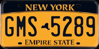 NY license plate GMS5289