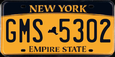 NY license plate GMS5302