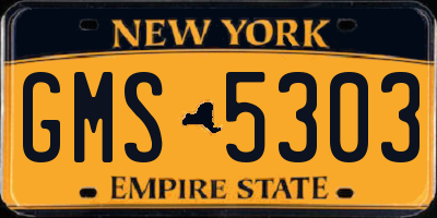 NY license plate GMS5303