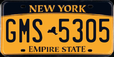 NY license plate GMS5305