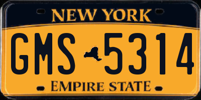 NY license plate GMS5314