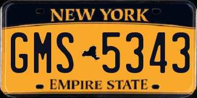 NY license plate GMS5343