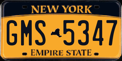 NY license plate GMS5347