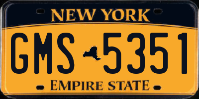 NY license plate GMS5351