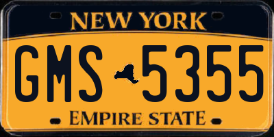 NY license plate GMS5355