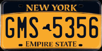 NY license plate GMS5356