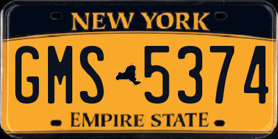 NY license plate GMS5374