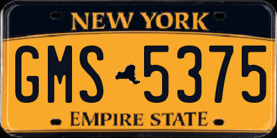 NY license plate GMS5375