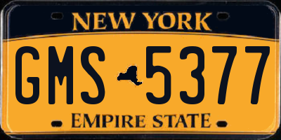NY license plate GMS5377