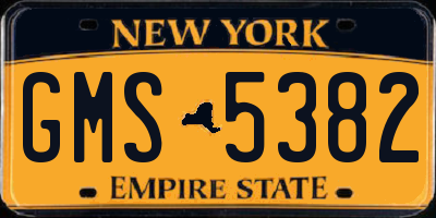 NY license plate GMS5382