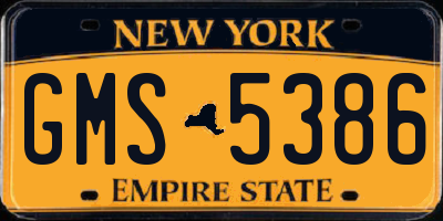 NY license plate GMS5386
