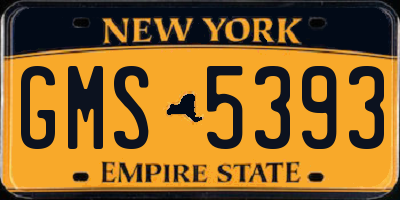 NY license plate GMS5393