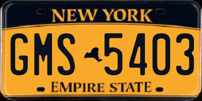 NY license plate GMS5403