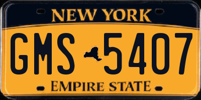NY license plate GMS5407