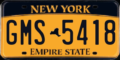 NY license plate GMS5418