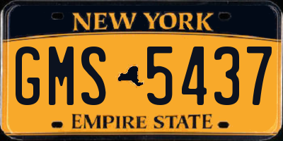 NY license plate GMS5437