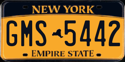 NY license plate GMS5442