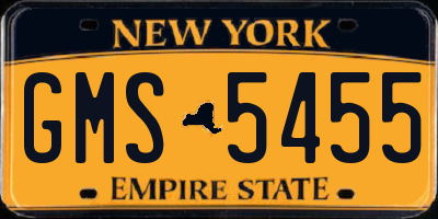 NY license plate GMS5455