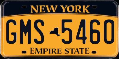 NY license plate GMS5460