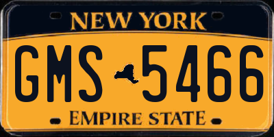 NY license plate GMS5466
