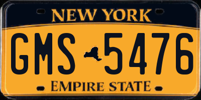 NY license plate GMS5476