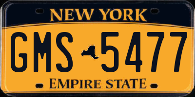 NY license plate GMS5477