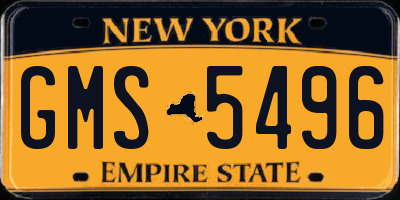 NY license plate GMS5496