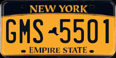 NY license plate GMS5501