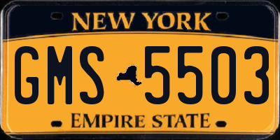 NY license plate GMS5503