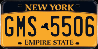 NY license plate GMS5506