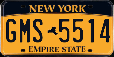 NY license plate GMS5514
