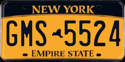 NY license plate GMS5524