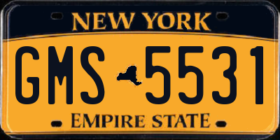 NY license plate GMS5531