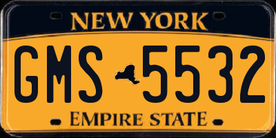 NY license plate GMS5532
