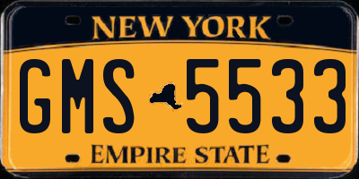 NY license plate GMS5533
