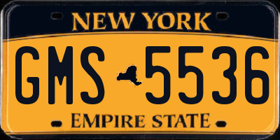NY license plate GMS5536