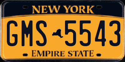 NY license plate GMS5543