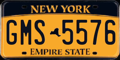 NY license plate GMS5576