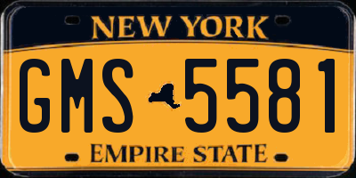 NY license plate GMS5581