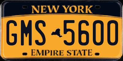 NY license plate GMS5600