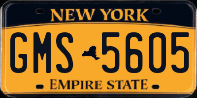 NY license plate GMS5605