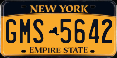 NY license plate GMS5642