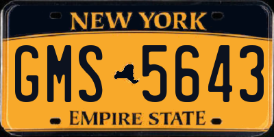 NY license plate GMS5643
