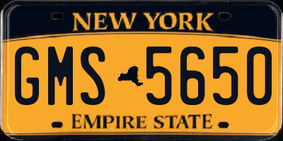 NY license plate GMS5650