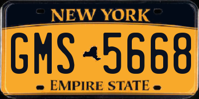 NY license plate GMS5668
